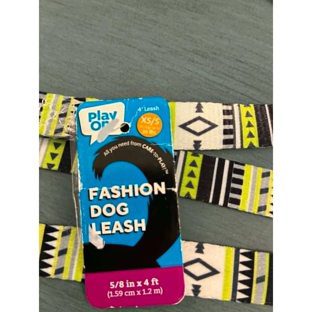 Play On Dog Leash XS/S Multi-Color New Geometric Tribal Print 4ft x 5/8in